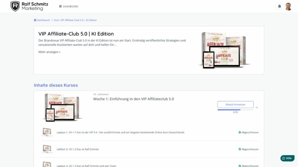 Vip Affiliate Club 5.0 von Ralf Schmitz - Die KI Edition